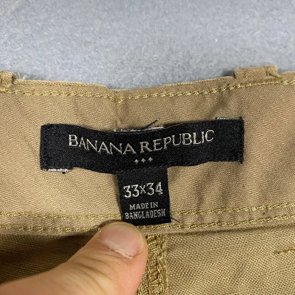 Banana Republic Linen Blend Pants Mens 33x34 Tan Chino Beach Casual